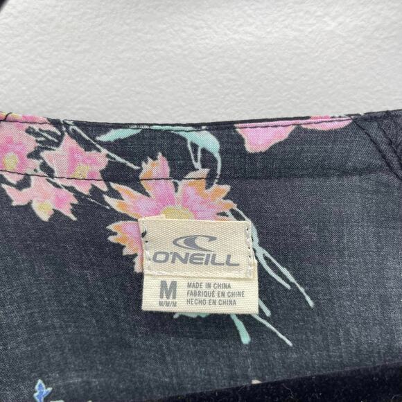 O’Neill Miki Henley Ball Pink Floral Print 3/4 Sleeve Cinch Waist Short Dress - Picture 7 of 10